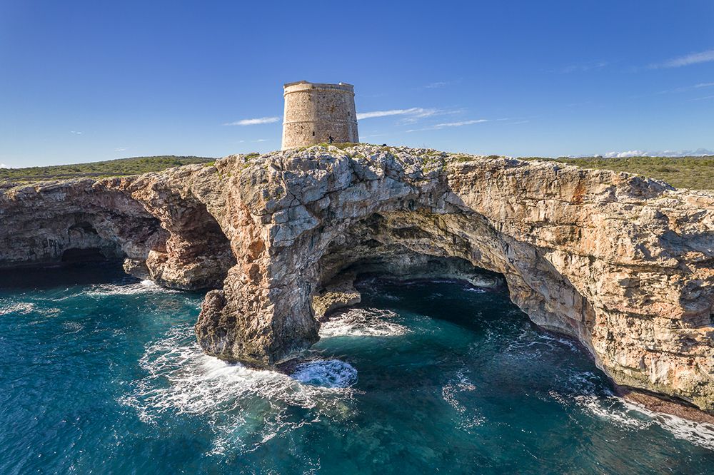 Foto aérea de la torre de Alcalfar. Menorca británica