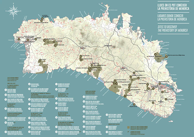 Mapa dels Monuments de la Menorca talaiòtica, Patrimoni de la Humanitat Mapa dels Monuments de la Menorca talaiòtica, Patrimoni de la Humanitat